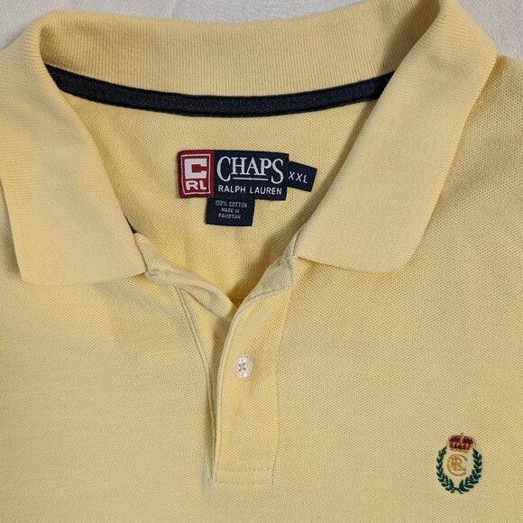 CHAPS POLO YELLOW XXL PULL OVER SHORT SLEEVE MEN'S CASUAL SHIRT RALPH LAUREN - Picture 4 of 16